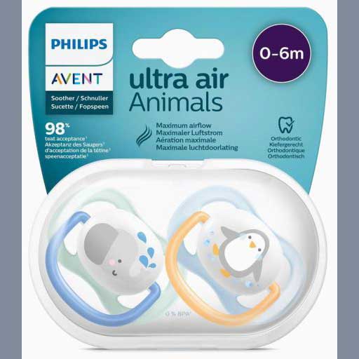 AVENT Sucette Ultra Air Animals 6-18 Mois SCF080/07