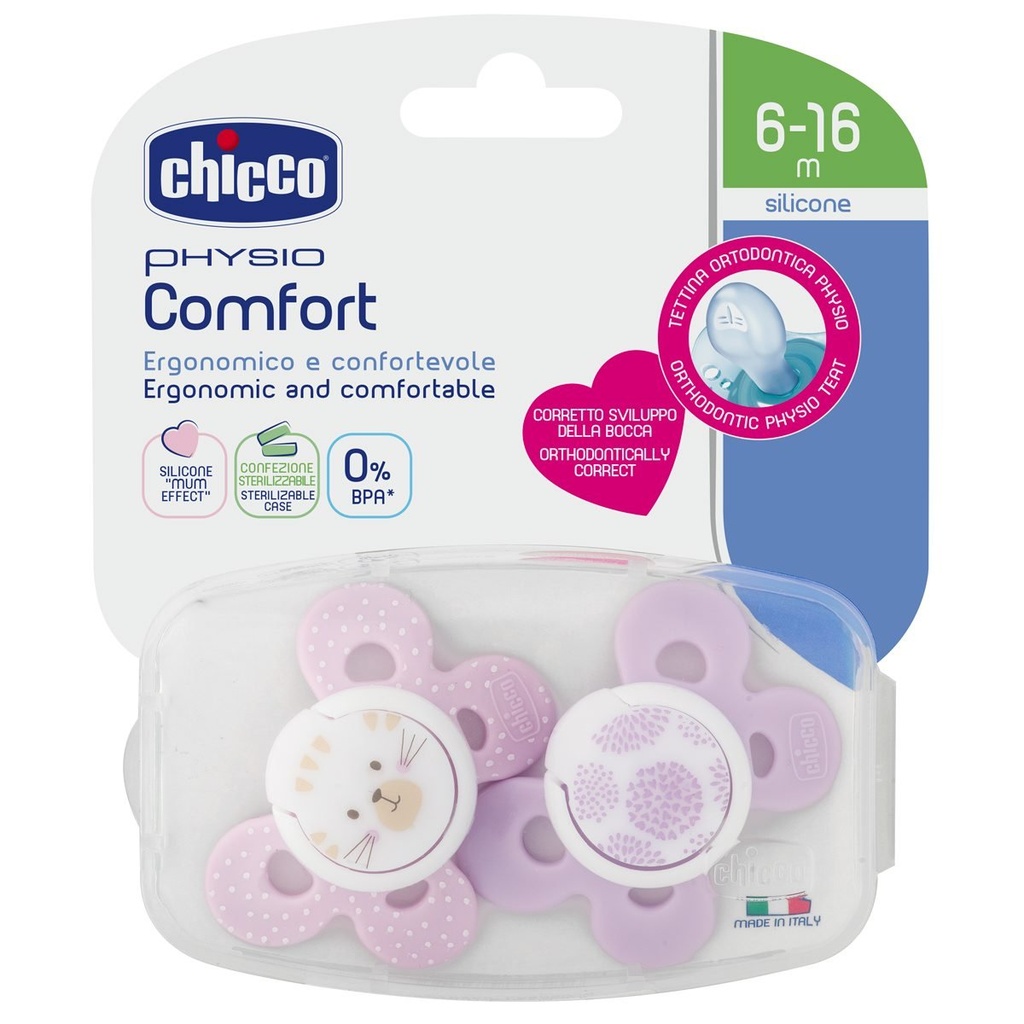 SUCETTE CHICCO SILICONE GIRL 6-16M COMFORT  2PCS