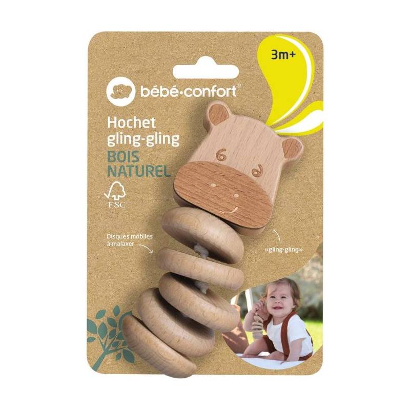 Hochet gling-gling en bois naturel 3m+ Bébé Confort