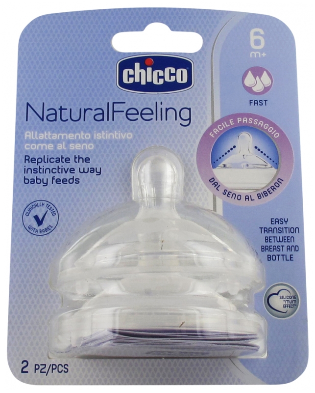 2 Tétine Natural feeling droite Flux rapide 6M+ Chicco