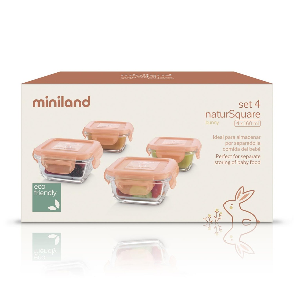 Set de 4 boite de conservation en verre naturSquare Bunny MINILAND