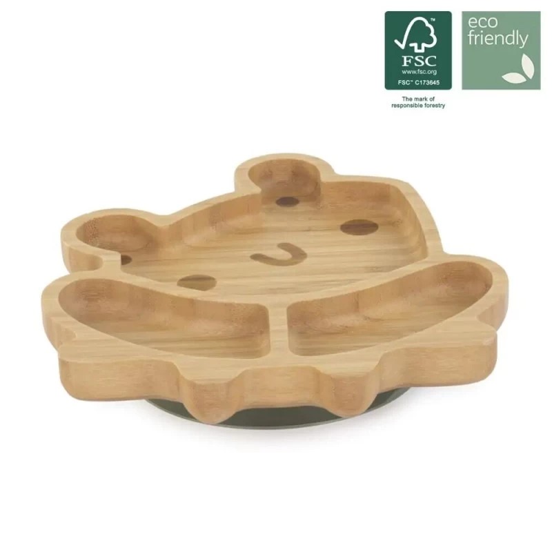 Assiette plate en Bois avec ventouse Miniland