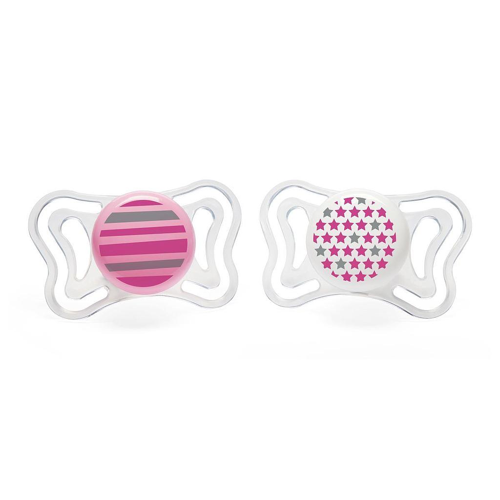SUCETTE CHICCO 6-16M SILICONE PHYSIOLOGIQUE LIGHT GIRL 2 PIECES