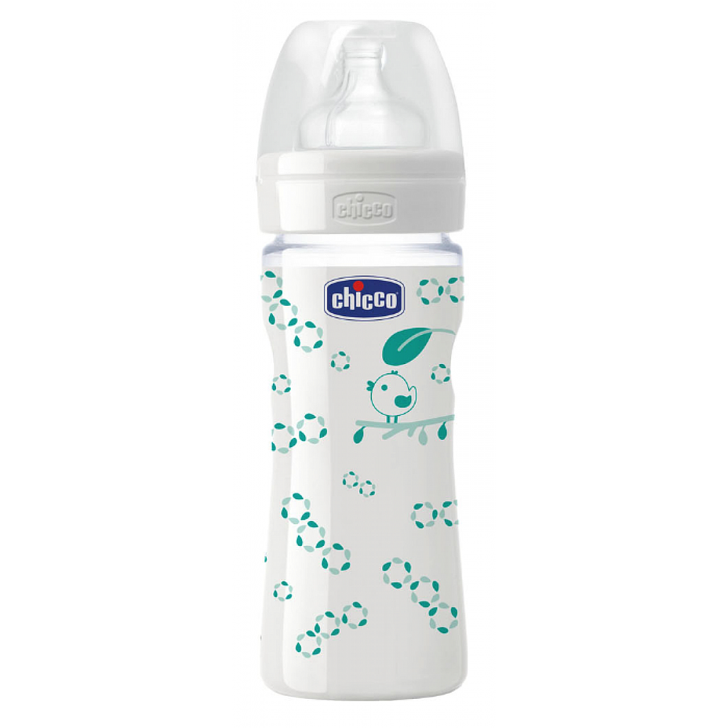 BIBERON VERRE 240ML EN SILICONE DÉCORÉ CHICCO