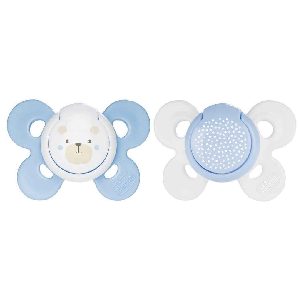 2 Sucettes Silicone 6-16M Confort garçon Chicco