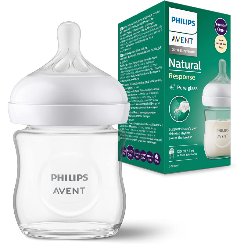 Biberon en verre 120ml 0m+ naturel Avent