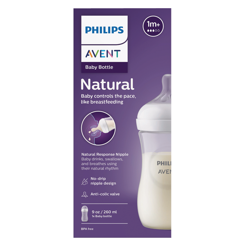 Biberon naturel en plastique 260ml 1m+ Avent