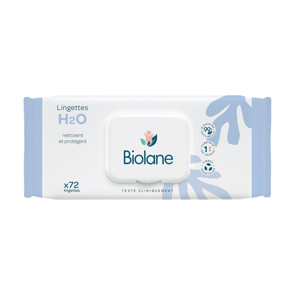 Lingettes bébé nettoyantes Corps et Siège H2O Peaux Sensibles BIOLANE