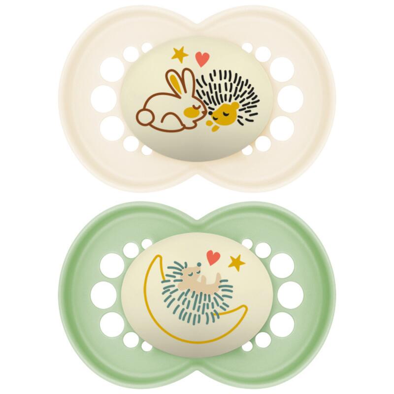 2 Sucettes en silicone original nuit +6 mois  MAM