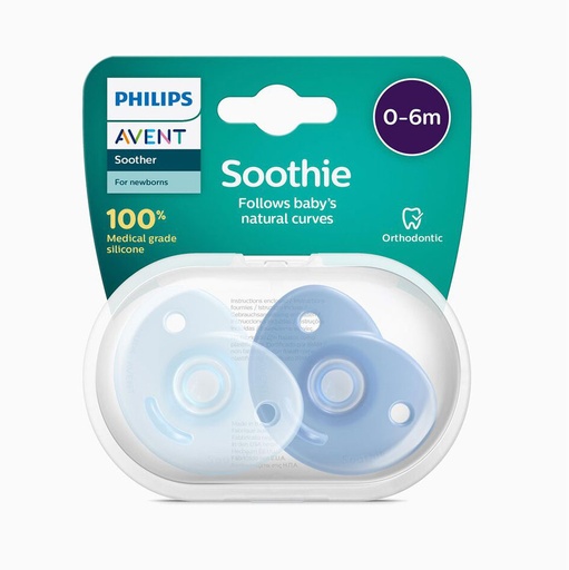 [SCF099/21] 2 Sucettes 0-6 mois Soothie Silicone Blue AVENT