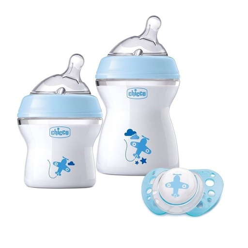 [80711660] SET 2 BIBERON + SUCETTE NATURAL FEELING BOY CHICCO 