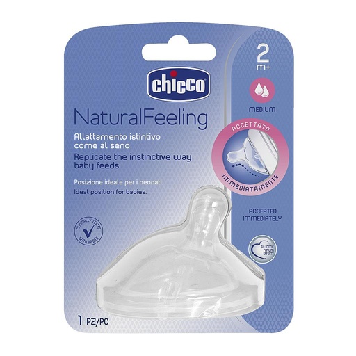 [00081023100000] TETINE +2M CHICCO NATUREL FEELING SILICONE FLUX MED 