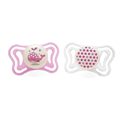 2 SUCETTES REVERSIBLES SILICONE TIGEX EMBOUT ROND 18-36 MOIS GARCON