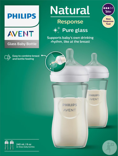 [SCY933/02] Lot de 2 Biberons Natural en Verre 240 ML  AVENT