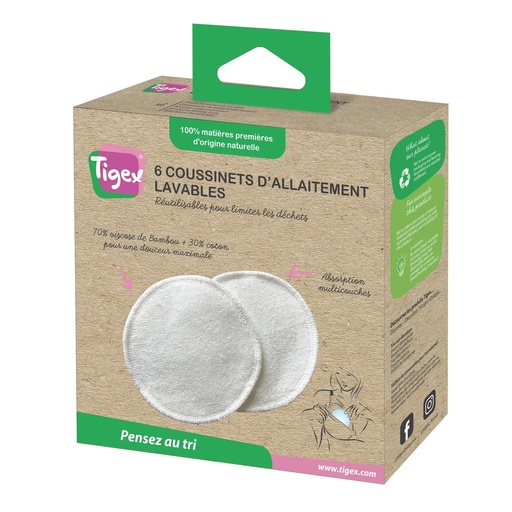 [80891163] 6 Coussinets d'allaitement lavable Bambou TIGEX