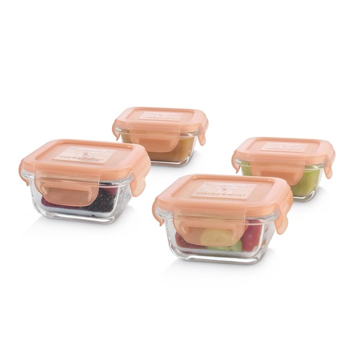 [89270] Set de 4 boite de conservation en verre naturSquare Bunny MINILAND